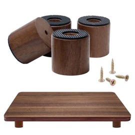 ANFU Cutting Board Feet, Walnut Chopping Board Feet, Cutting Board Feet Non Slip, Self Adhesive Feet, Wooden Cutting Board Legs with Screw (Walnut Short)