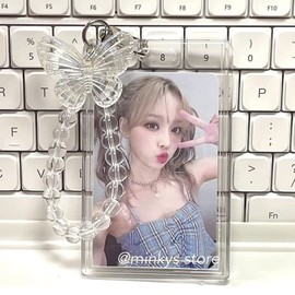 RUNRAYAY Acrylic Kpop Photocard Holder, 3 Inch Credit Id Bank Card Bus Card Student Card Pendant Keychain Badge Holder for Kids Teens Back to School (B)