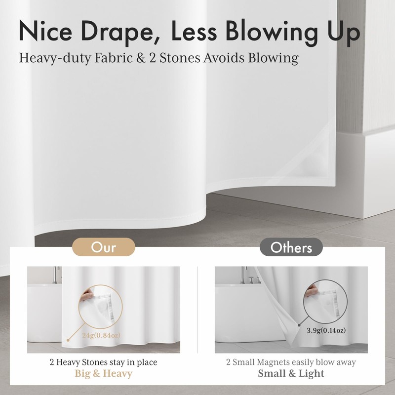 AmazerBath No Hook Shower Curtain and Liner Set, Shower Curtain