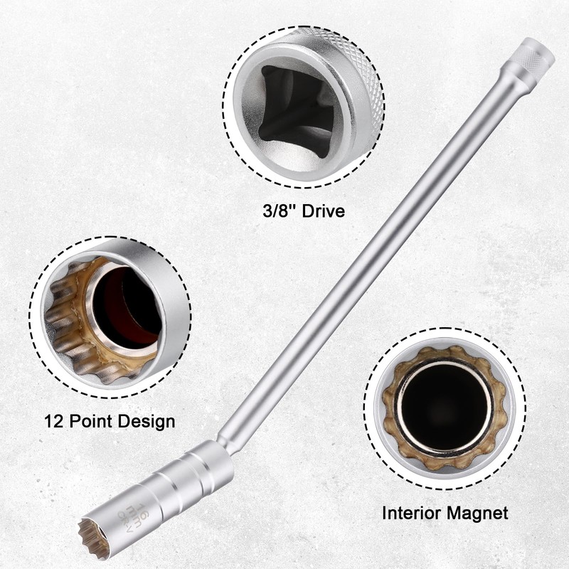 Zocipro Long Rod 16mm Spark Plug Socket, Thin Wall Universal