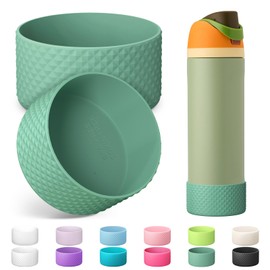 Alwenid 2PCS Silicone Water Bottle Boot for Owala 24 Oz, Anti-Slip Protective Sleeve Bottom Bumper Protector for FreeSip, Twist, and Flip Stainless Steel Water Bottles (Grayish Blue)