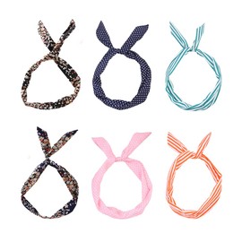 Ruihfas 6Pcs Fashion Twist Bow Wire Headbands Head Wrap Bunny Rabbit Ears Wired Hairbands Hair Holder Hair Accessories for Women and Girls