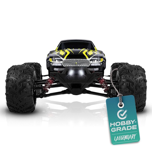 LAEGENDARY Remote Control Car, Hobby Grade RC Car 1:16 Scale Brushed Motor with Two Batteries, 4x4 Off-Road Waterproof RC Truck, Fast RC Cars for Adults, RC Cars, Remote Control Truck