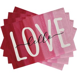 Valentines Day Placemats 18x12 Inches Set of 4,Burlap Farmhouse Indoor Outdoor Holiday Anniversary Decoration Mats for Home Party