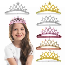 Abeillo 6 Pieces Princess tiara Sparkling Baby Girls Crown Tiara Fit for 1-6 Years Girls, Princess Crown Headband Adjustable Princess Girls Tiaras for Princess Birthday Party