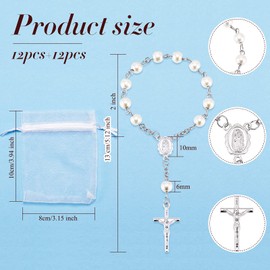 Hicarer 12 Pieces Baptism Rosary Mini Rosary Baptism Favors Centerpieces for Party on Table Christening Favors Communion Favors Weddings Party Favors(White)