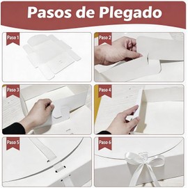 Kit de 10 Cajas de Regalo con Tapa – 27x20x8 cm Cartón Resistente, Incluye 10 Tarjetas de Felicitación – Plegables y Fáciles de Almacenar – Ideales para Bodas, Cumpleaños, Navidad y Fiestas (Blanco)
