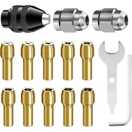 SKWST Drill Chuck Collet Set 4486 for Dremel 0.8-3.2mm Shank Rotary Tool Dremel 3000 4000 7700 8200 Keyless Quick Change Chuck Accessory with 4485 Brass Collet Metal Nut (15 PCS)