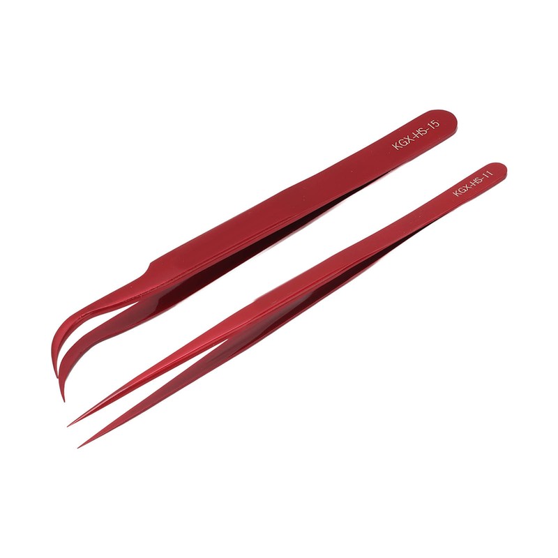 Tweezer Set Aluminum Alloy Curved Straight Head Anti Magnectic Accuracy