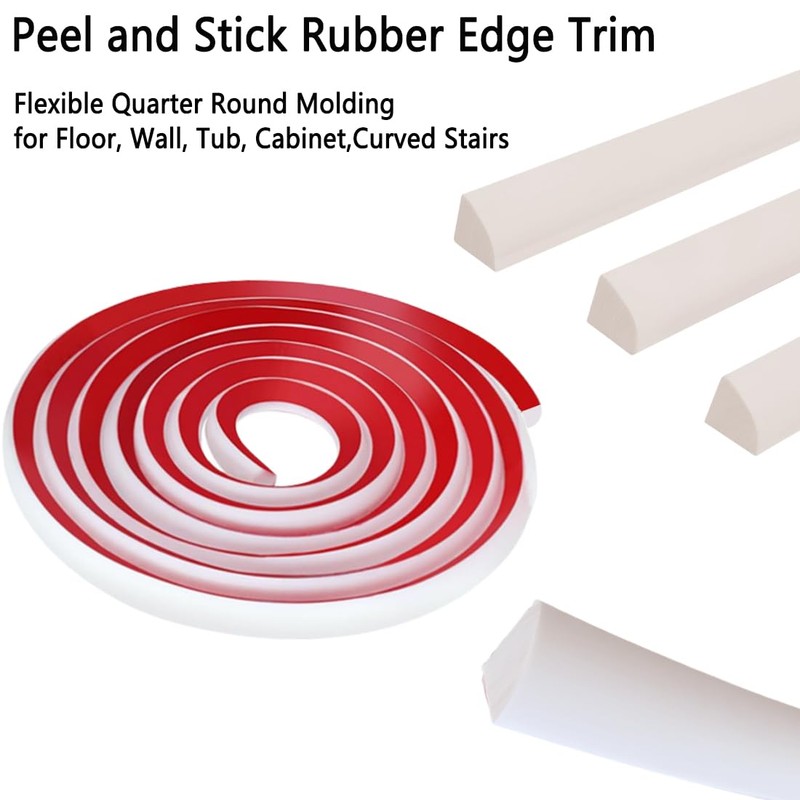 Peel and Stick Rubber Edge Trim, 1/2 x 118'' Flexible