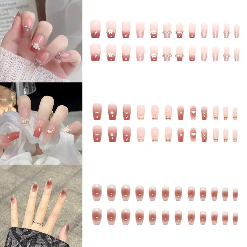 NIUANIUA Nail Tip, Short, Trapezoid, False Nails, Cute, Square Tip,