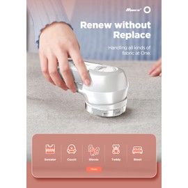 Bymore Fabric Shaver, Lint Remover, Lint Shaver Defuzzer Sweater Shaver for Clothes and Furniture with AC Adapter Pill Fuzz Remover-White