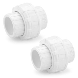Hydroseal PVC Pipe Fitting, 1" Union Jetstream, Pack of 2 Pieces, Schedule 80, White, EPDM O-Ring, Socket x Socket, F1970, SCH80 (1")
