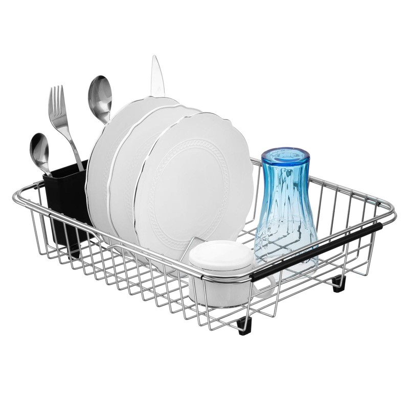 SANNO Expandable Dish Drying Rack Over The Sink Dish Drainer