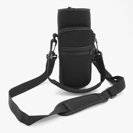 Carry Bag for Water Bottle, Water Bottle Bags with Adjustable Shoulder Strap and 2 Pockets, Bottle Holder, Bottle Bag, Multifunctional Water Bottle Bag for Hiking, Travel