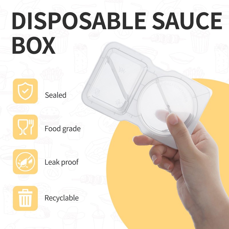 Double Compartment Condiment Container, Reusable Snack Pack Containers Condiment Containers