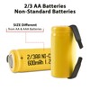 JINTION Rechargeable 2/3 AA Ni-Cd 1.2V 2/3AA 600mAh Battery Button