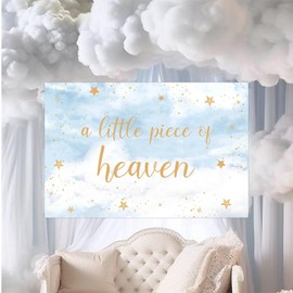 Sursurprise 5x3ft A Little Piece of Heaven Baby Shower Backdrop Banner Photography Background Photo Props for Heaven Sent Heavenly On Cloud 9 Baby Shower Decorations Party Supplies