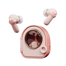 Ttbesmi Xmenha Kids Pink Cute Earbuds for Small Ears Women Pink Wireless Earbuds Kids for Small Ear Canals Pink Ear Buds Kawaii Headphones Kids Ear Buds for Small Ears Kids Earphones