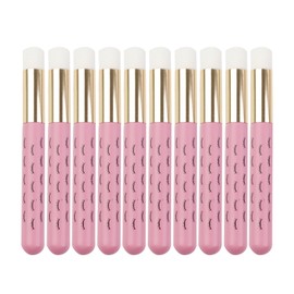 10pcs Facial Lash Shampoo Brushes Golden Tube Aluminum Acrylic Handle Cleaning Nose Cleaning Washing Brush Pink