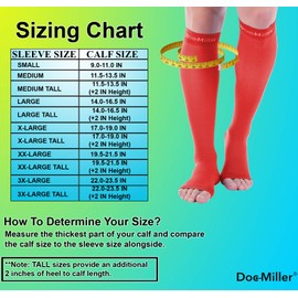 Doc Miller Open Toe Compression Stockings - 1 Pair 20-30 mmHg Strong Graduated Support for Circulation Surgery Recovery Varicose Veins Lymphedema (Red, L)