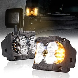 Side Shooter LED Lights, SEUYA LED Strobe Light Pods with Amber Solid Emergency Lights Dual Side Off Road Spot Flood Driving Light for Truck ATV SUV UTV 4x4 Boat