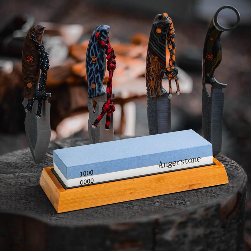 Angerstone Premium Knife Sharpening Stone–Whetstone 1000/6000 Grit, Whetstone Knife Sharpener