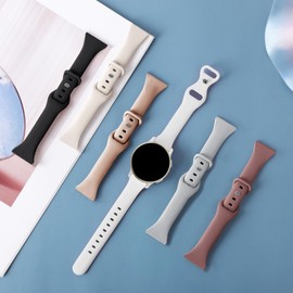 CUNUJIX Slim Silicone Watch Bands Compatible with Garmin Vivoactive 5 / Vivoactive 3, 20mm Thin Soft Narrow Sport Strap for Garmin Venu/Venu Sq/Venu 2 Plus/Forerunner 165/55/245 Music Women (2 Pack)