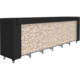 Tikimilor 8FT Firewood Rack Cover for Indoor Outdoor, Waterproof Weatherproof Wood Pile Cover for Fire Wood, Wood Log Holder Rack Cover, Black (Frame Not Include)