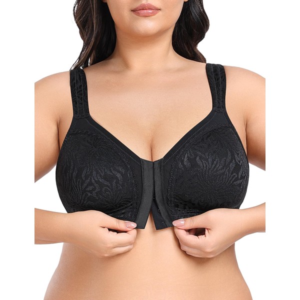 WingsLove Front Closure Wire-Free Non Padded Full Coverage Bra Minimizer