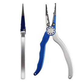 BITE FISHING TACKLE Professional Saltwater/Freshwater Fishing Pliers Hook Remover Fishing Line Cutters with Sheath and Lanyard (Blue)