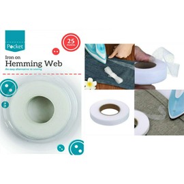 GEMS 25 x Meters Hemming Web Large Roll Wonder Iron On Tape Sewing Bonding Long Badges School Work Trouser Webbing Craft Master Tailor Home & Office White Sewing UK Free P&P