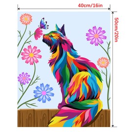 YIYUE Paint by Number for Adults Beginner, DIY Gift Canvas Painting Kits for Boys and Girls, Cat Oil Painting Kit, DIY Acrylic Paint Adult Crafts for Gift Home Wall 16x20inch, No.3
