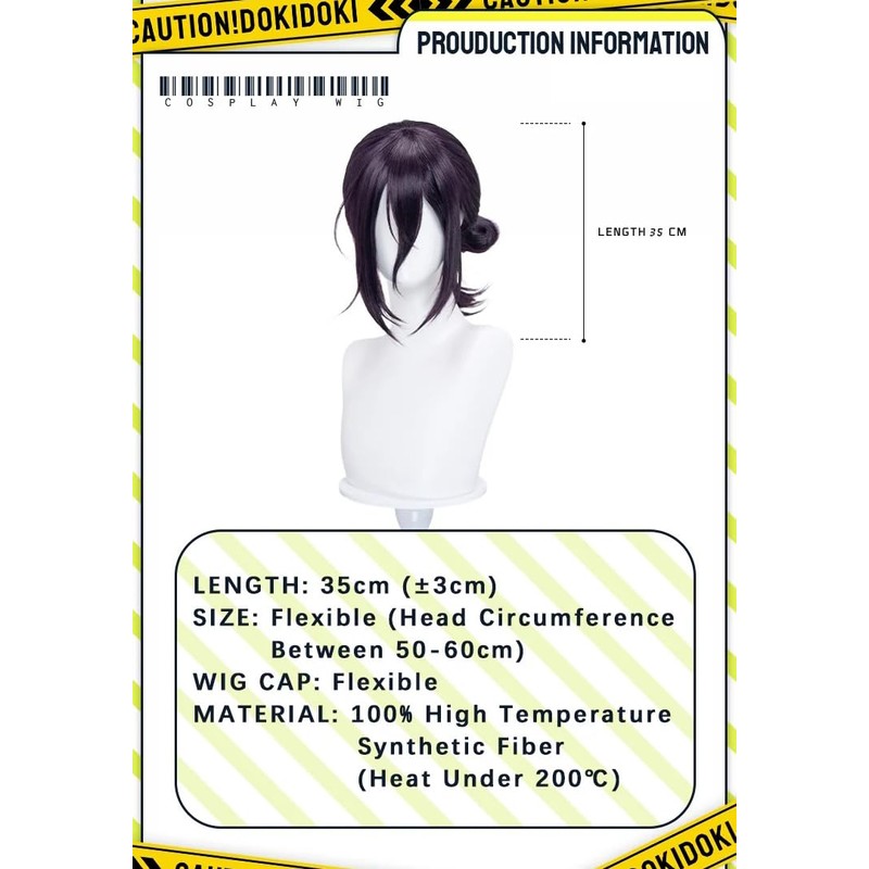 KIRA KIRA Anime Cosplay Wig Women 35cm Deep Purple Ponytail