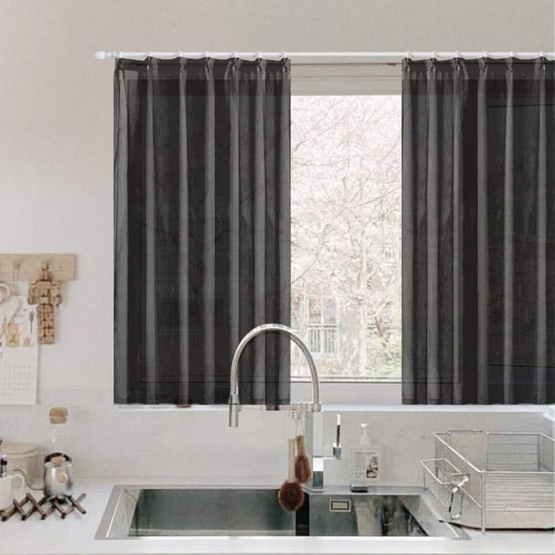 Topfinel Lace Curtain, Stylish, Solid Color, Set of 2, Width