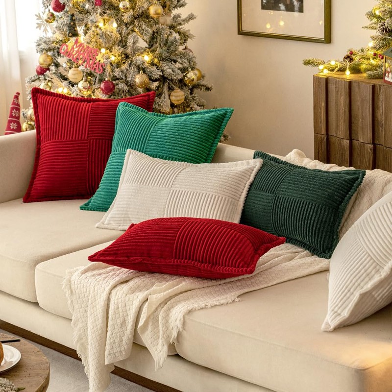 MIULEE Cordur Cushion Covers Pack of 2 Christmas Decorative Modern
