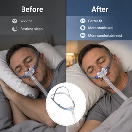 Nasal Pillow Mask System for CPAP/BiPAP Machines – Adjustable Headgear with 360° Swivel Tube for Daily Use