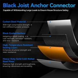 4 Pcs Black Joist Anchor Connector, Post Caps Tie Bracket for 6"x 6", Steel Mounting Joist Hanger Brackets, Truss to Beam Connector Roof Tie Header Hanger for Supporting Beams Rafters