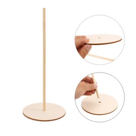 4 Set Wood Donut Holder Stand Wooden Donut Bagels Display Stand Bar Doughnuts Stands Sweet Dessert Candy Display Rack Cart for Wedding Birthday Party Baby Shower Decoration
