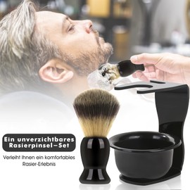 Lucomb Shaving Brush Set, 3-in-1 Shaving Set with Shaving Brush, Shaving Bowl and Razor Stand Made of ABS with Razor Slot, Father's Day Men's Shaving Gift Set for Wet Shaving Experience