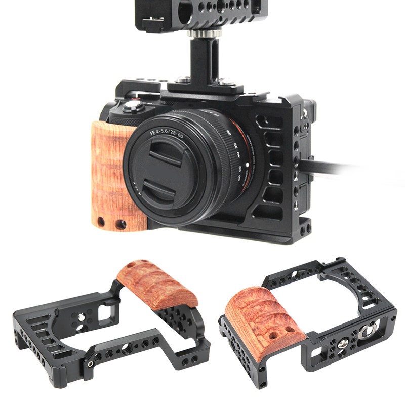 Aluminum Alloy Camera Video Shooting Cage Kit with Wooden Handle
