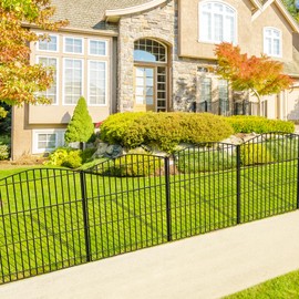 INJOPEXI Garden Fence 6 Panels 11.8ft (L)×24in (H) Decorative Garden Fence with 6 Panels Rustproof Wire No Dig Garden Fences Animal Barrier Fencing for Outdoor Patio Backyard - Without Fence Gate