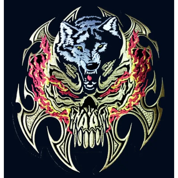 mugf SKULL BLADE WOLF JACKET VEST BACK PATCH [11.5 X