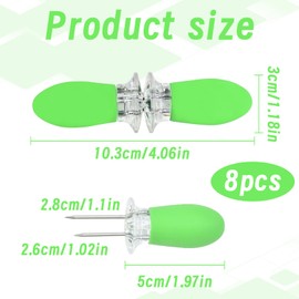 Pack of 8 corn on the cob holder, corn skewers, corn skewers, corn skewers, corn cob, grill accessories, stainless steel needle, kebab skewers, food fruit forks, for home, cooking parties, camping