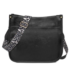 FORRICA Women's Crossbody Bag Large Capacity Shoulder Bag Retro Messenger Bag Fashion Female Crossbody Bag Leopard Print Shoulder Strap, Black