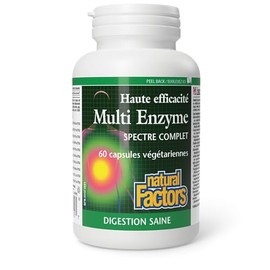 Natural Factors Natural Factors Multi Enzyme High Potency Full Spectrum Digestive Enzyme, 60 Vegetarian Capsules, Promotes Healthy Digestion, Proudly Canadian