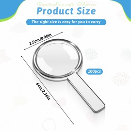 100Pcs Mini Handheld Magnifying Glass 3X Small Plastic Magnifying Glass for Kids, Seniors, Students at School, and Outdoor Use