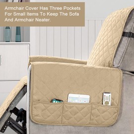 YancLife Armchair Protector with Pockets, Armchair Protector for TV Chair, 1 Seater Pockets, Chair Throw, Washable Chair Protection, Pets for Home with Children and Pets Dog, Small/Sand Colour