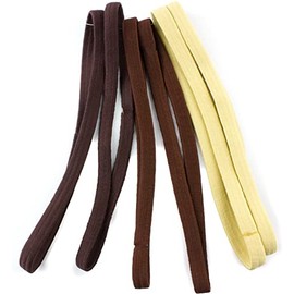 Mytoptrendz® 6 Pcs Elastic Headbands Unisex Plain Long Thin Hairband 1cm Wide (Natural brown assorted)