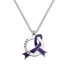 CENWA Epilepsy Awareness Purple Ribbon Necklace, Unisex Adult, Alloy Metal, Epilepsy Awareness Supporters, Survivors, Caregivers